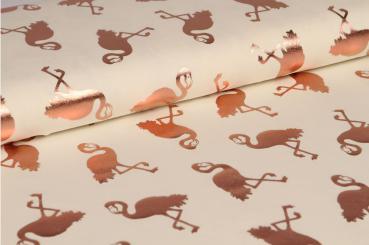 Jersey - Foliendruck - Flamingos - naturweiss/rosegold